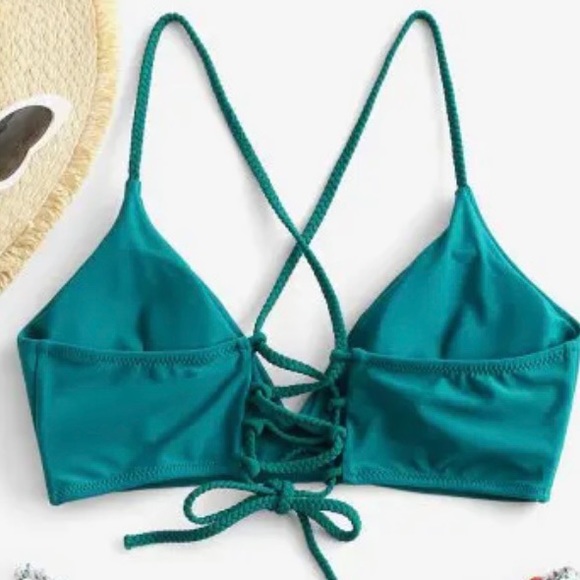 NEW Flower Bikini Set | Criss Cross Strap Bikini | White Bikini - Picture 7 of 8